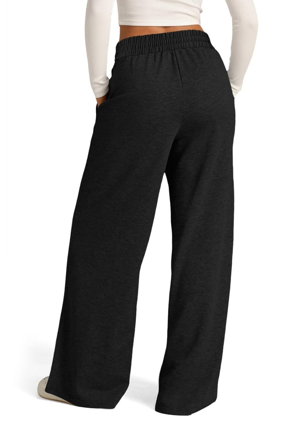 Plus Size Drawstring Elastic Waist Wide Leg Pants
