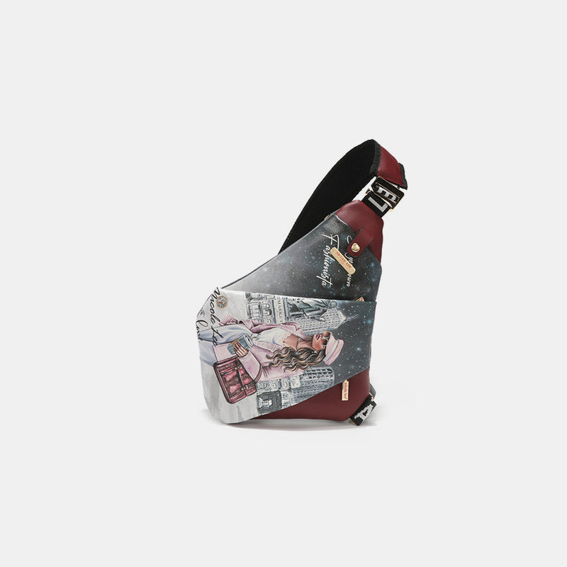 Nicole Lee Chic Vegan Leather Leopard & Lip Crossbody Bag