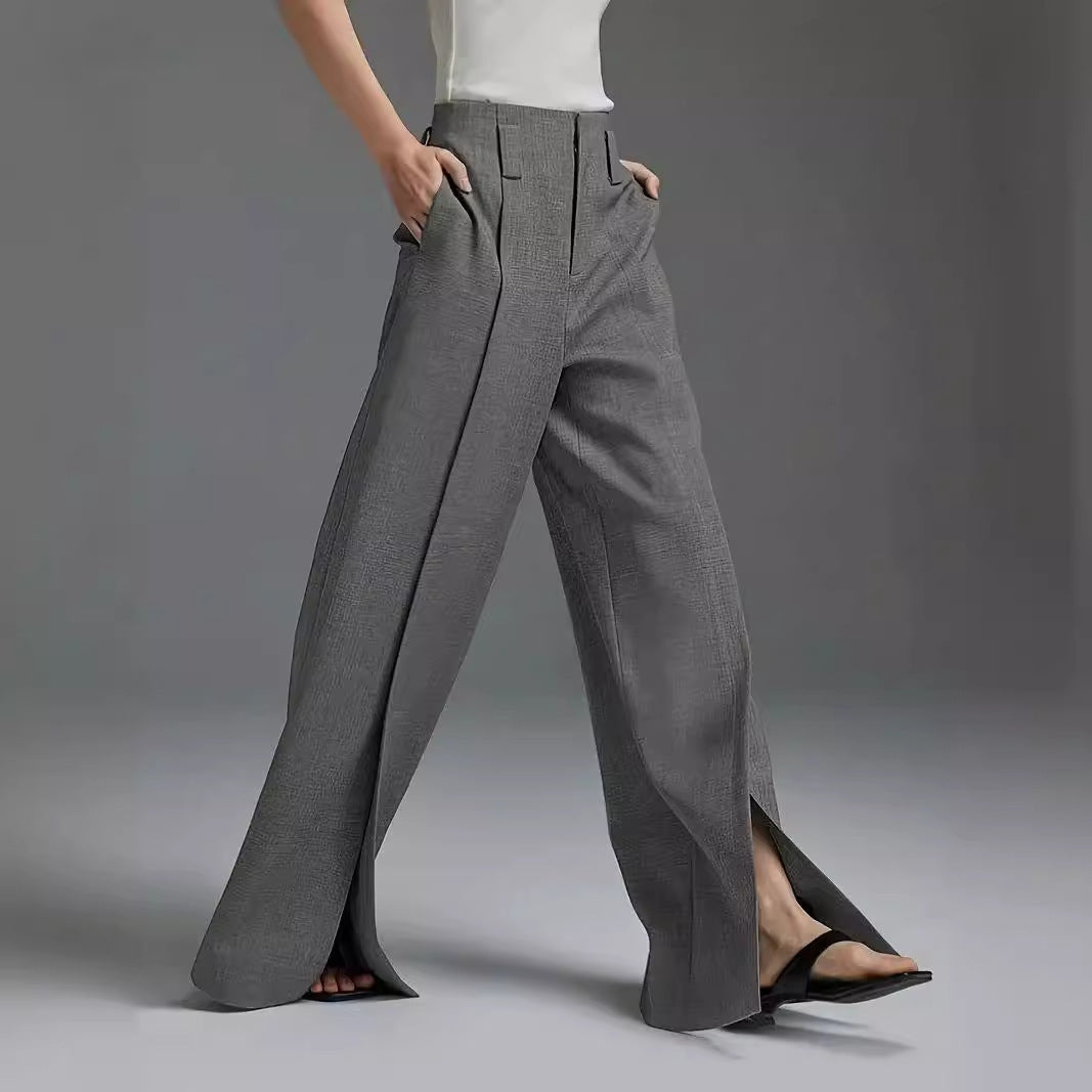 Fashion Casual Slit Wide Suit Pants