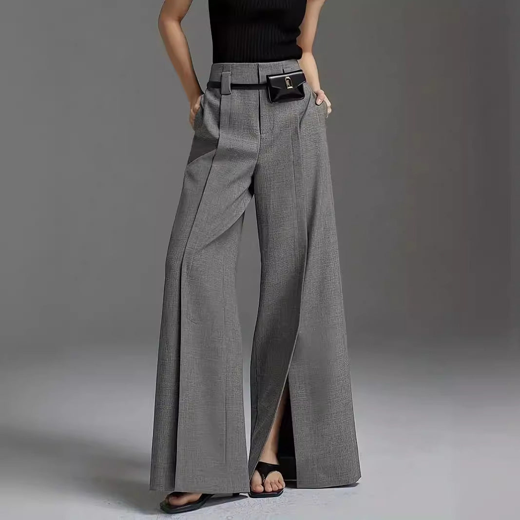 Fashion Casual Slit Wide Suit Pants
