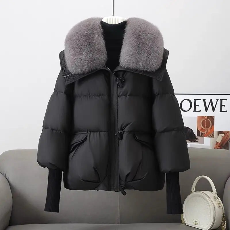 Plus Size Down w/ Short Fur Collar Winter Coat
