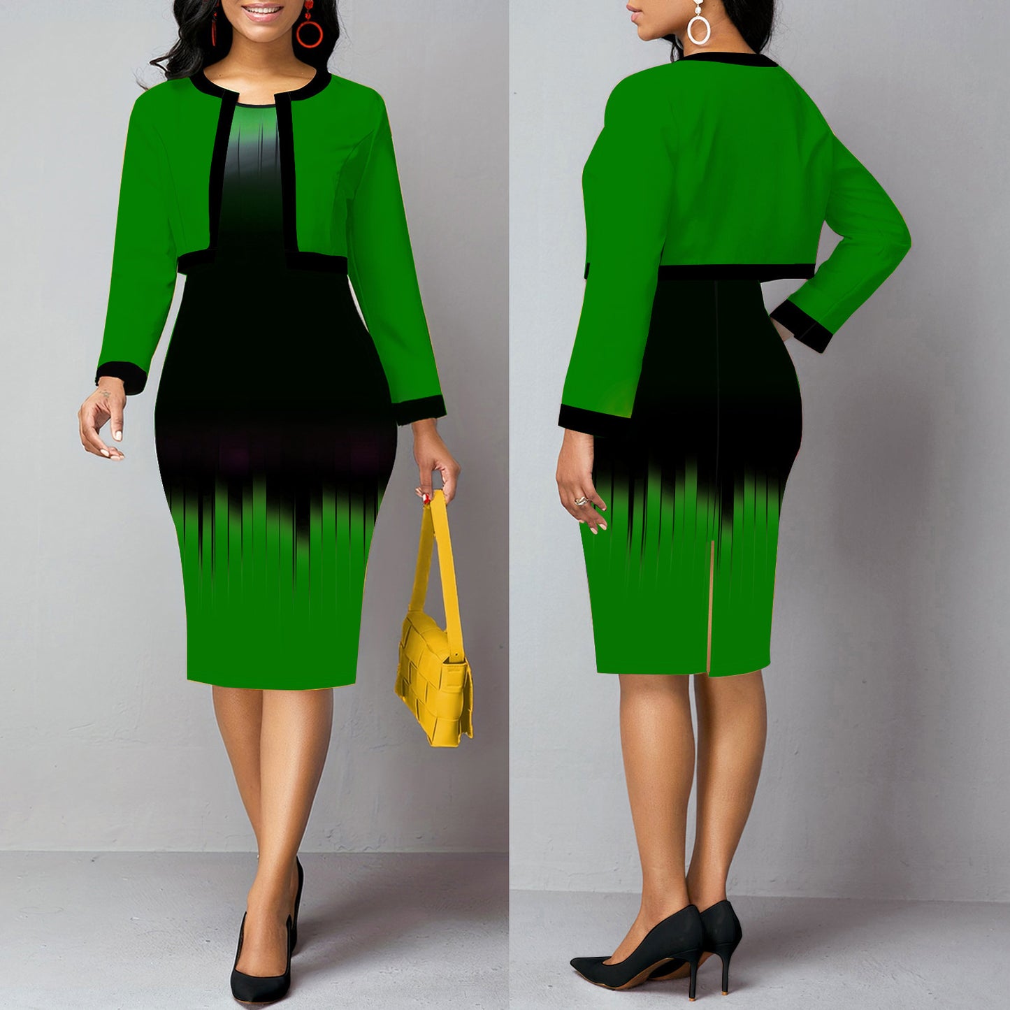 Plus Size Women's Two-Piece Dress and Jacket