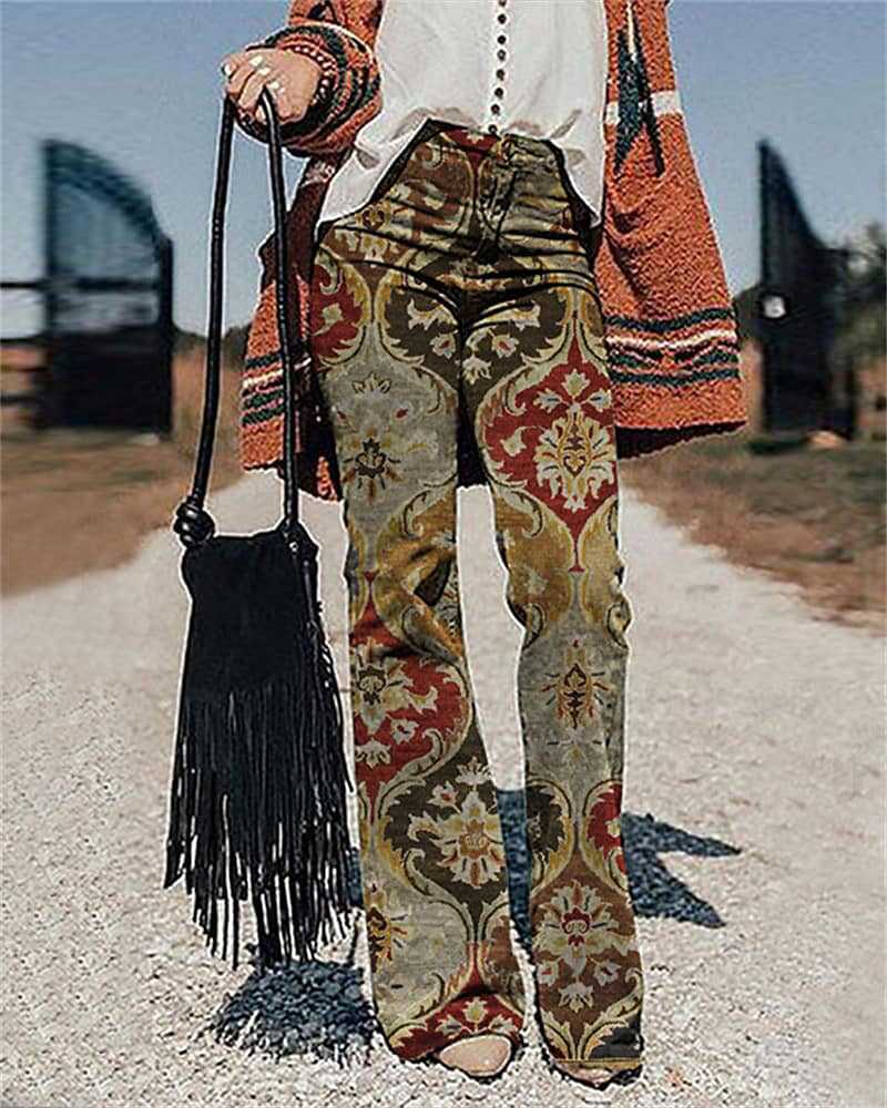 Women's 3D Printed Wide-leg Pants