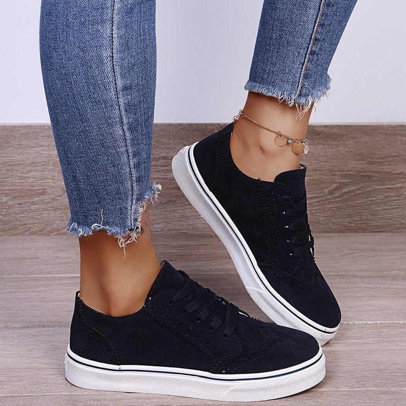 Women's Lace-Up Suede Flat Sneakers