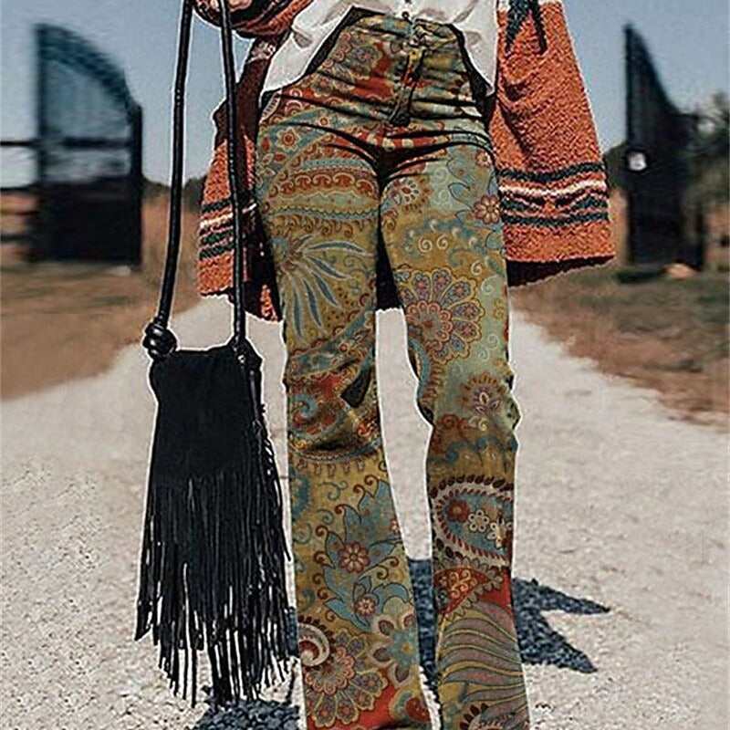 Women's 3D Printed Wide-leg Pants