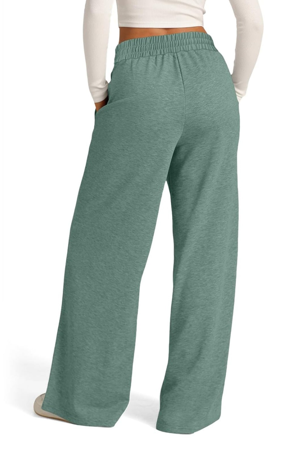Plus Size Drawstring Elastic Waist Wide Leg Pants