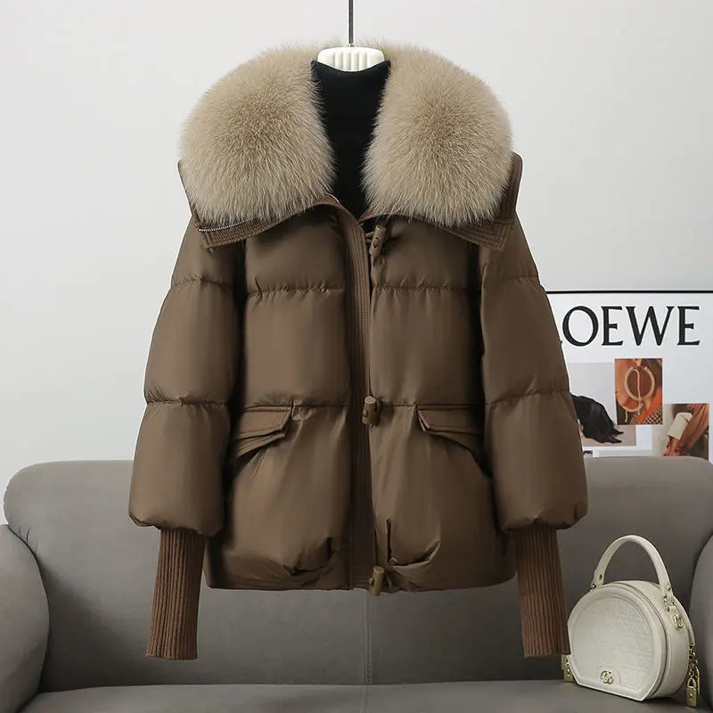 Plus Size Down w/ Short Fur Collar Winter Coat