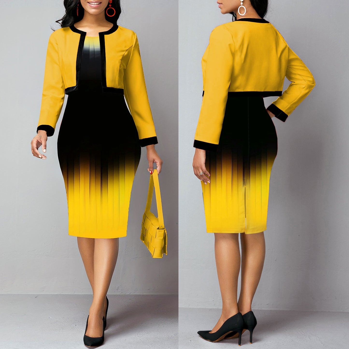 Plus Size Women's Two-Piece Dress and Jacket