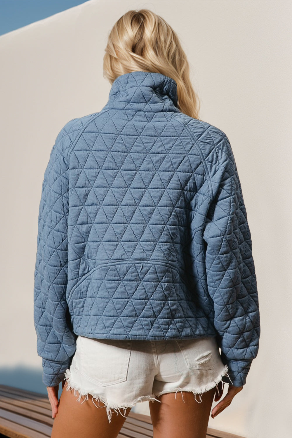 Long Sleeve Quilted Sweatshirt with Pocket
