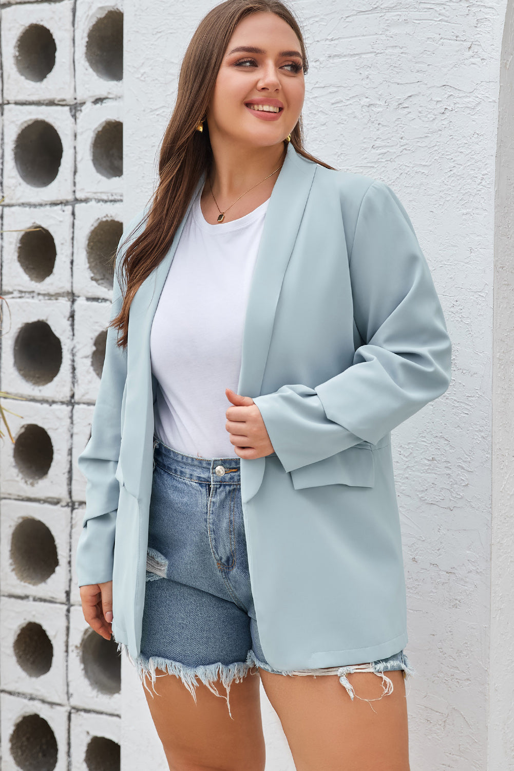 Plus Size Shawl Collar Blazer