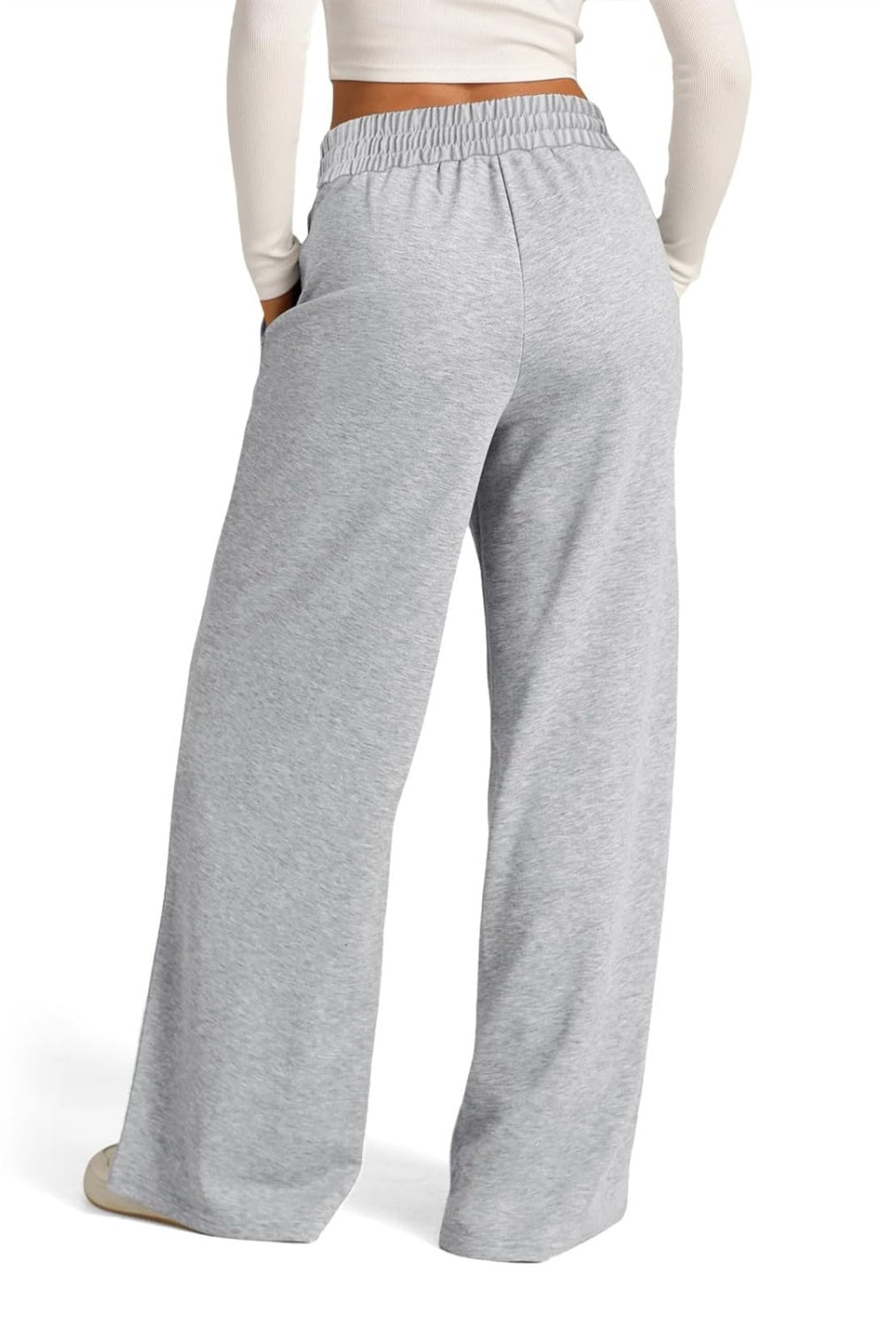 Plus Size Drawstring Elastic Waist Wide Leg Pants