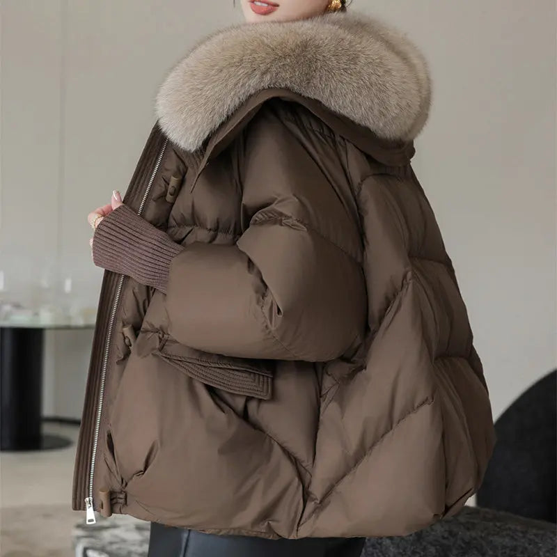 Plus Size Down w/ Short Fur Collar Winter Coat