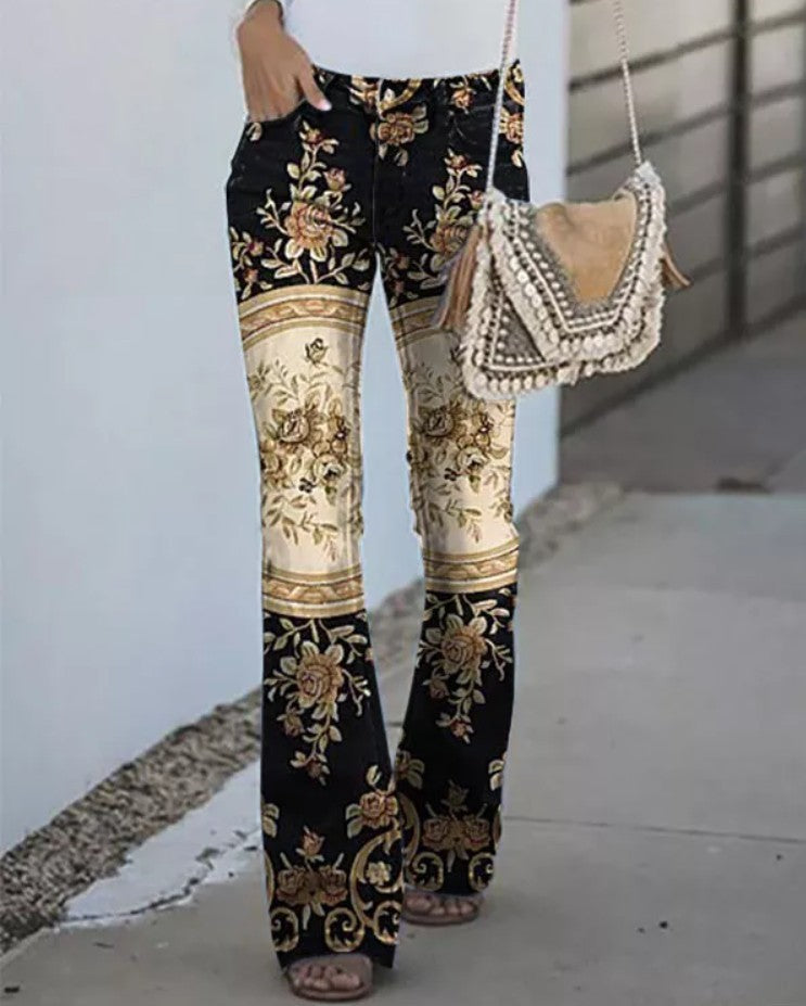 Women's 3D Printed Wide-leg Pants
