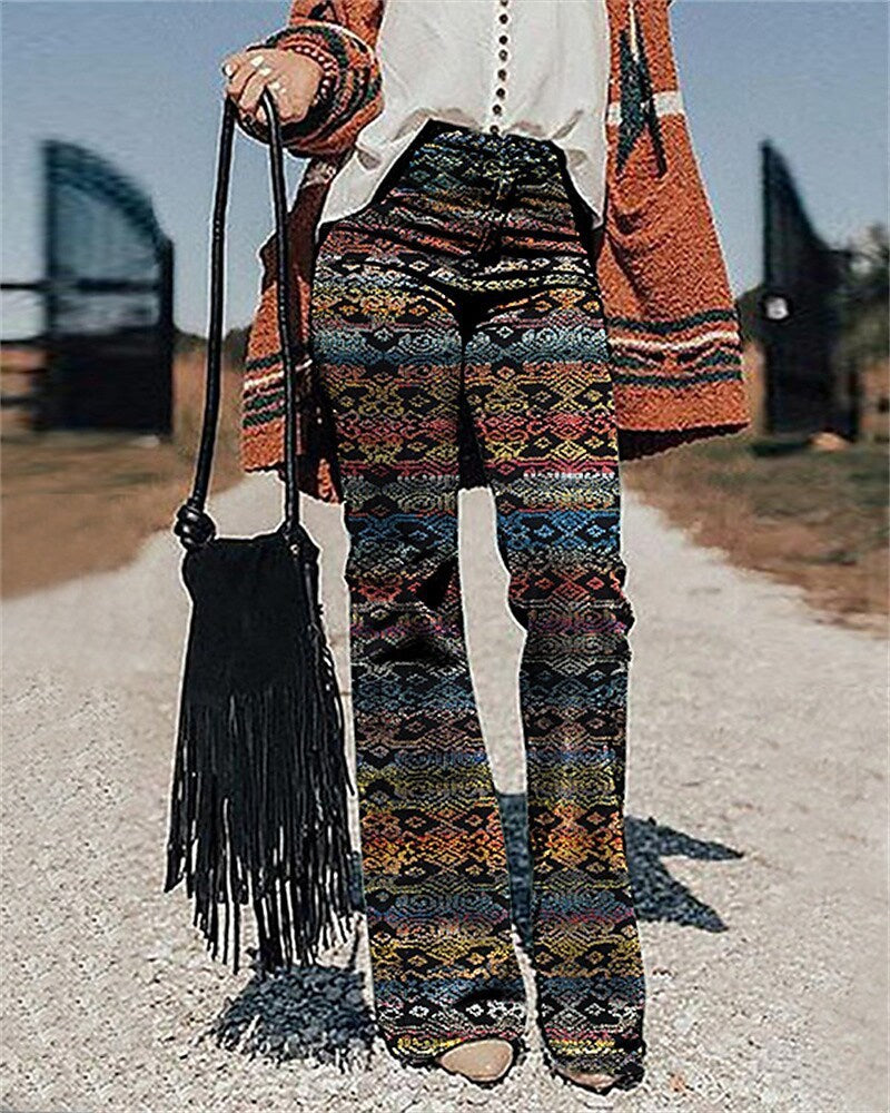 Women's 3D Printed Wide-leg Pants
