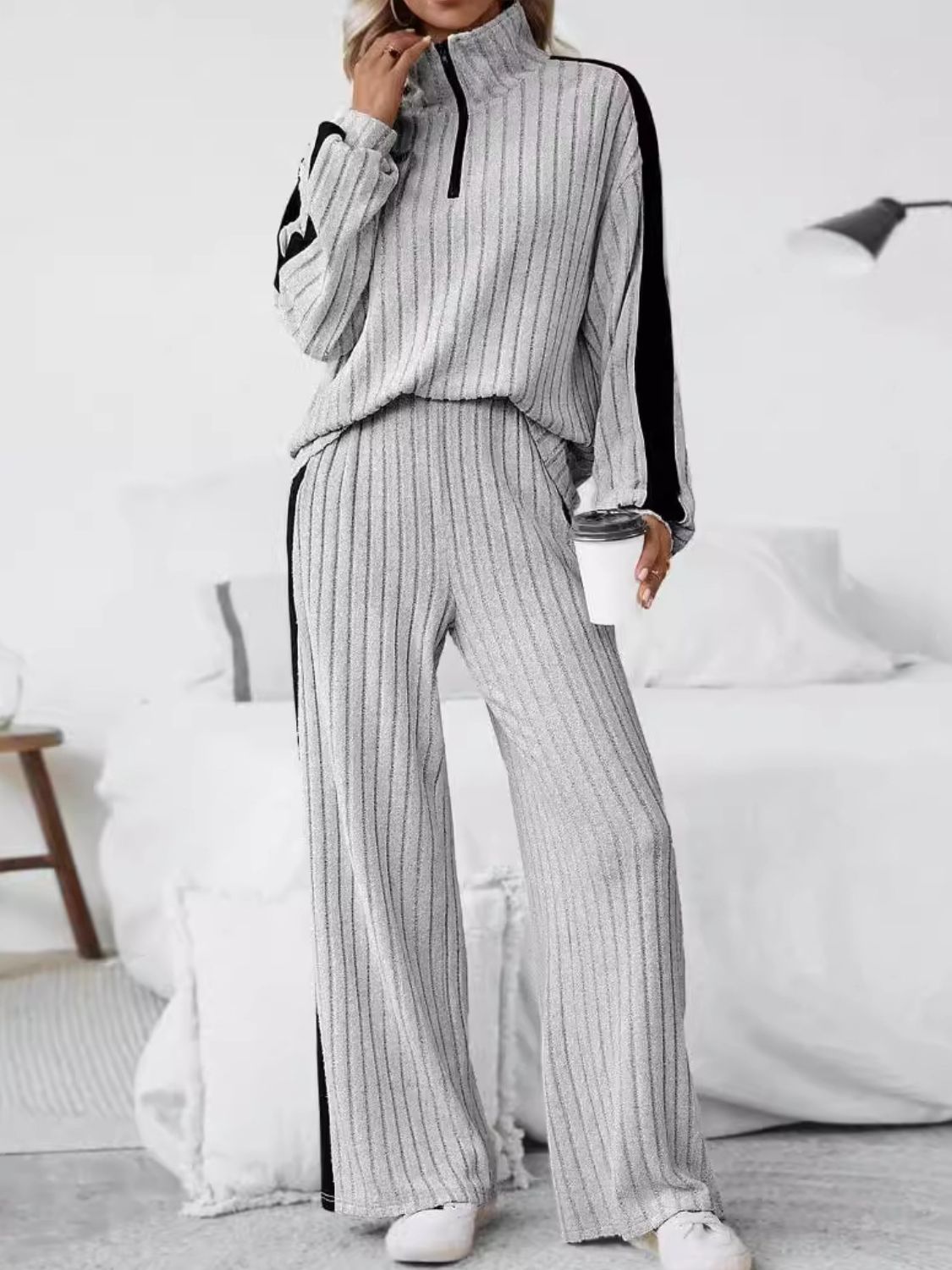 Trendy Plus Size Half Zip Active Set
