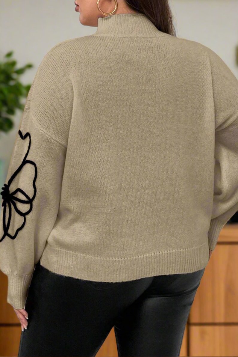 Plus Size Turtleneck Drop Shoulder Sweater