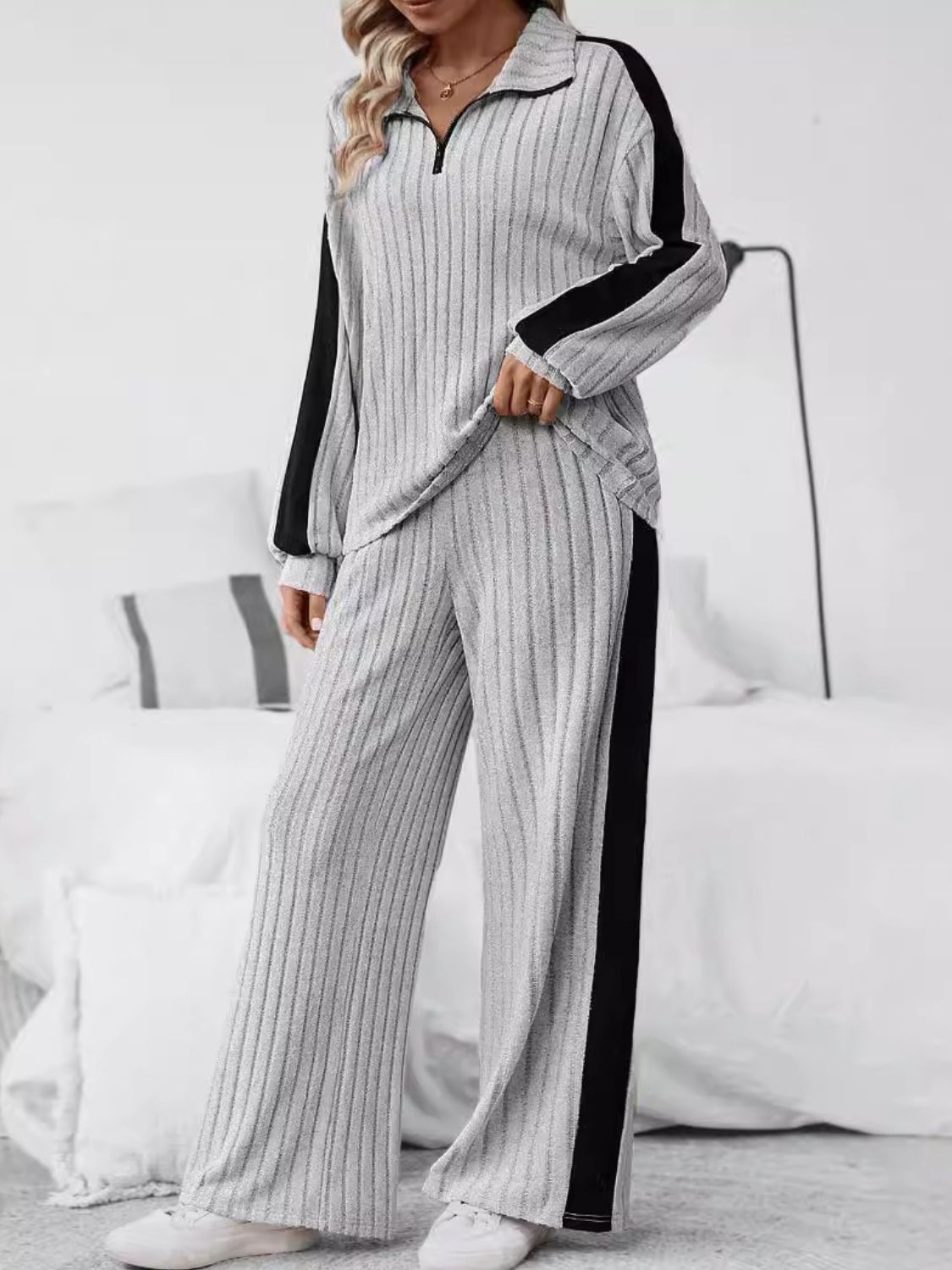 Trendy Plus Size Half Zip Active Set