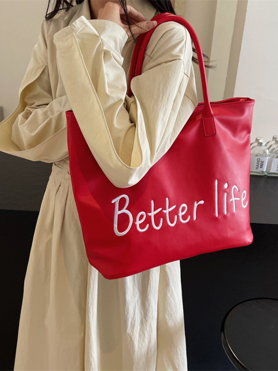 BETTER LIFE Faux Leather Tote Bag