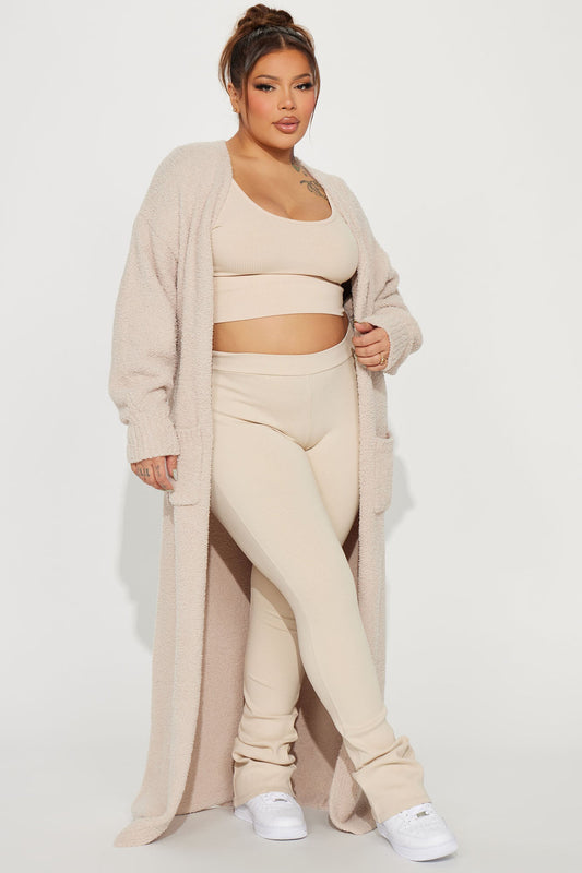Cozy Chic: Living In It Taupe Cardigan