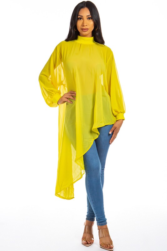 Sultry Yellow Chiffon Top