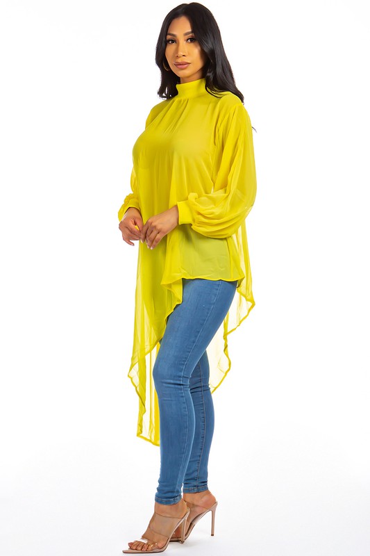 Sultry Yellow Chiffon Top