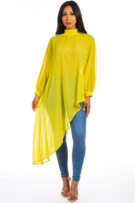 Sultry Yellow Chiffon Top