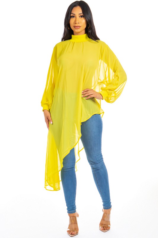 Sultry Yellow Chiffon Top