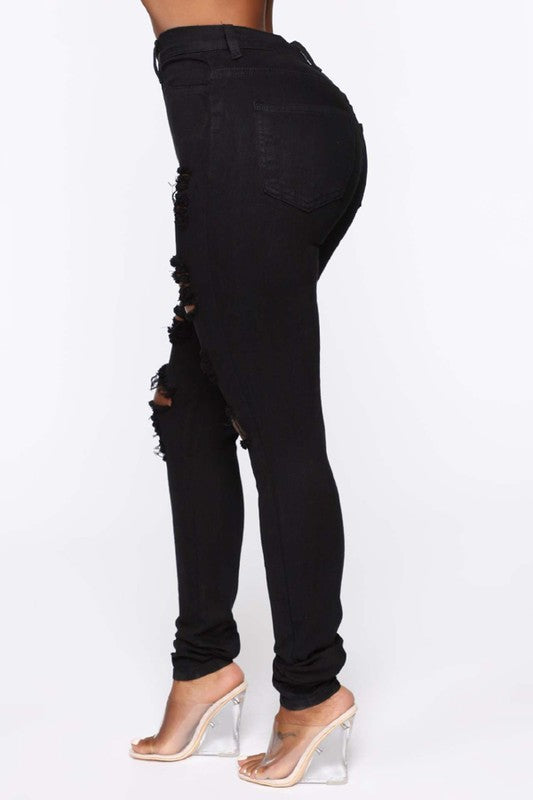 Sleek Black High Waist Spandex Jeans