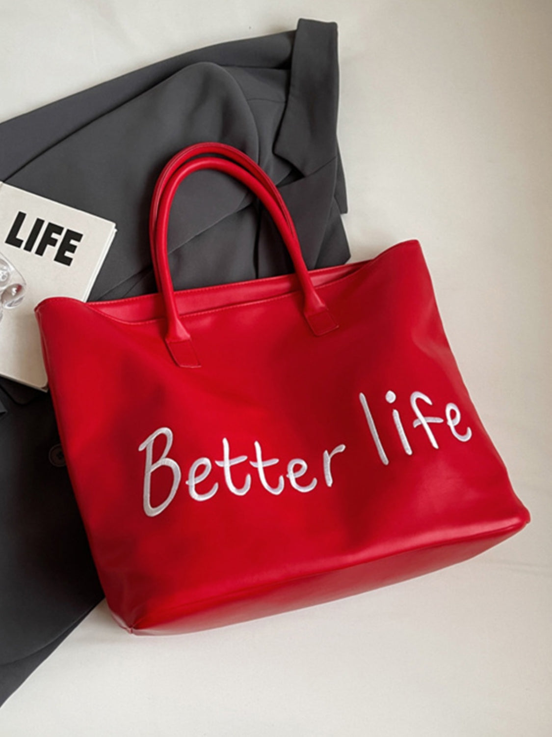 BETTER LIFE Faux Leather Tote Bag