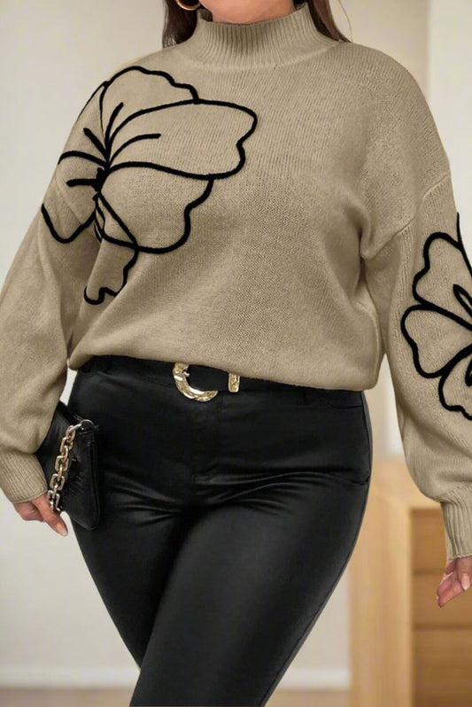 Plus Size Turtleneck Drop Shoulder Sweater