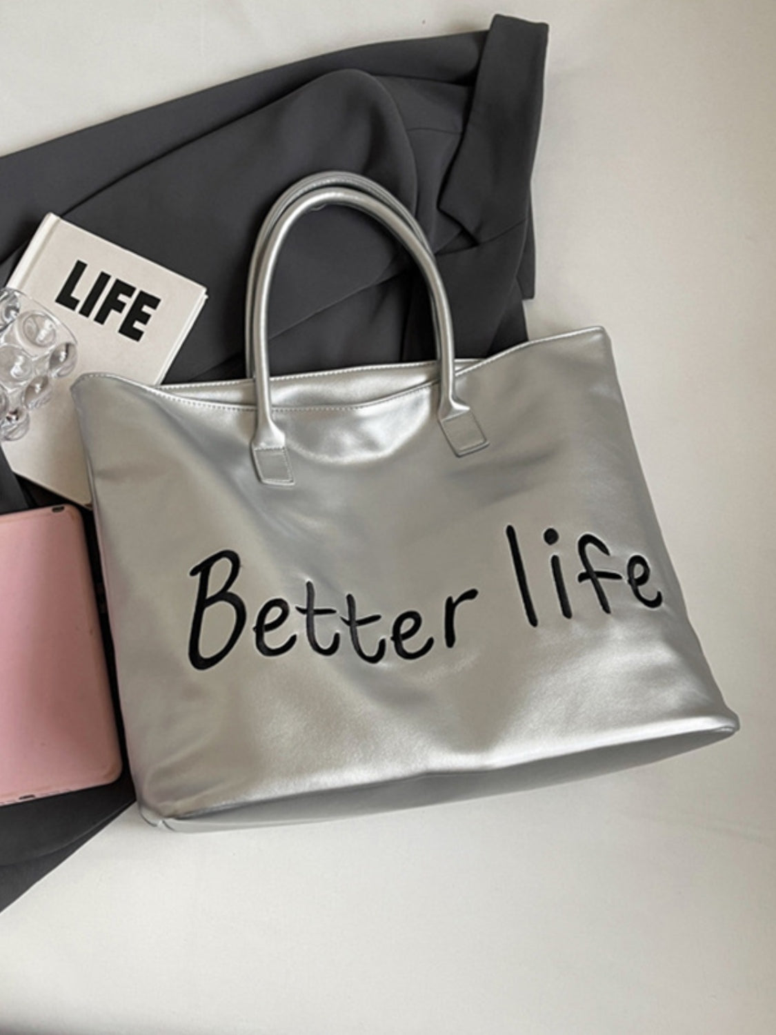 BETTER LIFE Faux Leather Tote Bag
