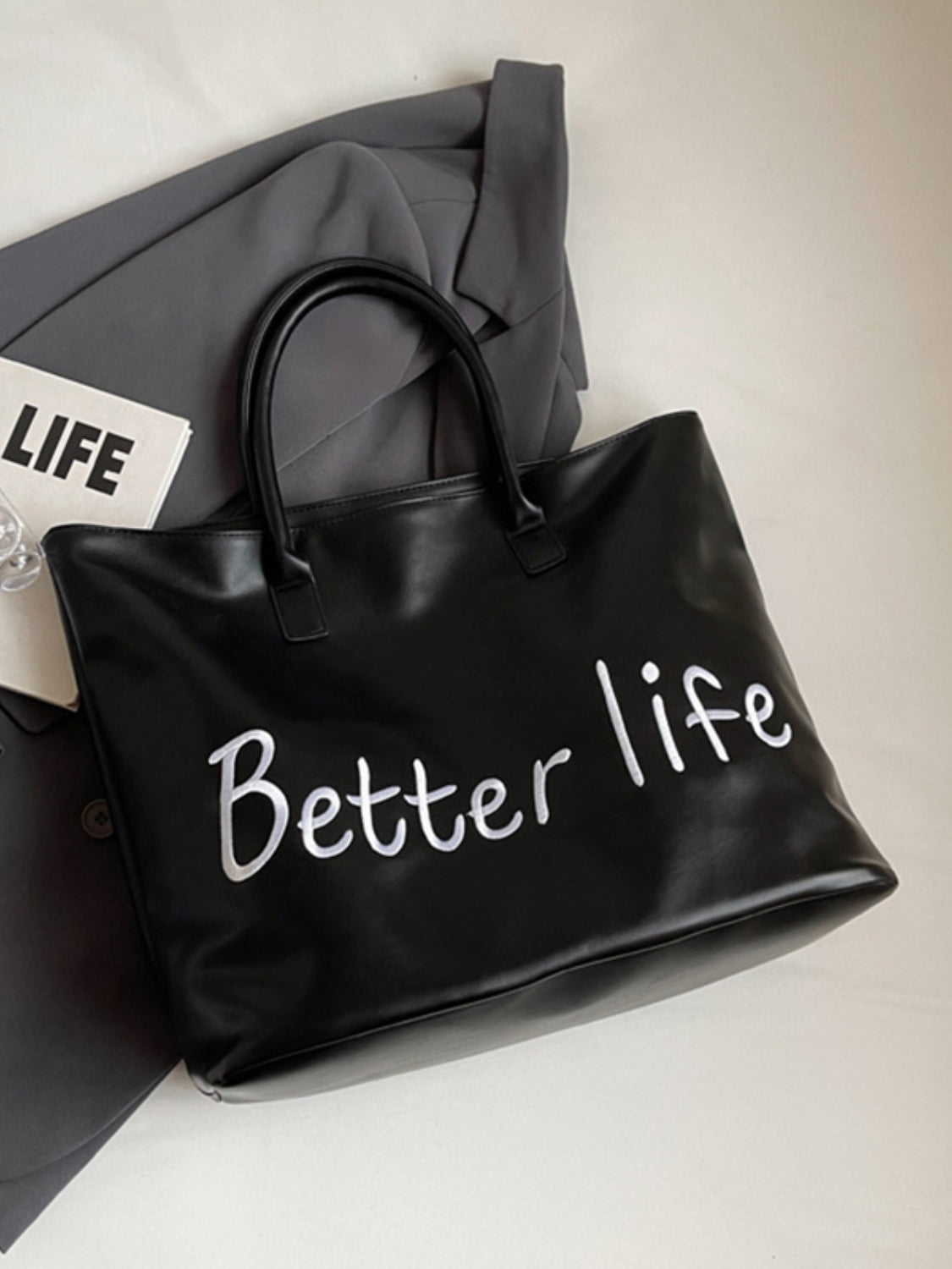 BETTER LIFE Faux Leather Tote Bag