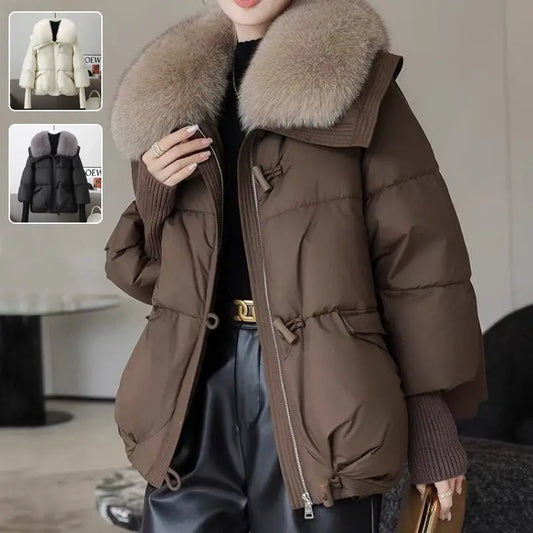 Plus Size Down w/ Short Fur Collar Winter Coat