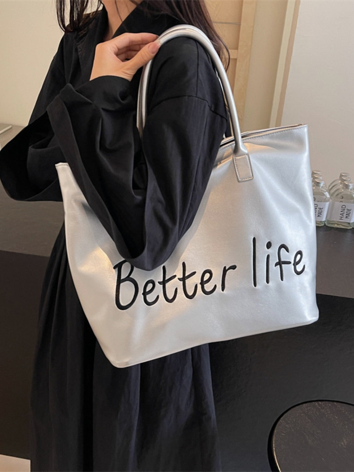 BETTER LIFE Faux Leather Tote Bag