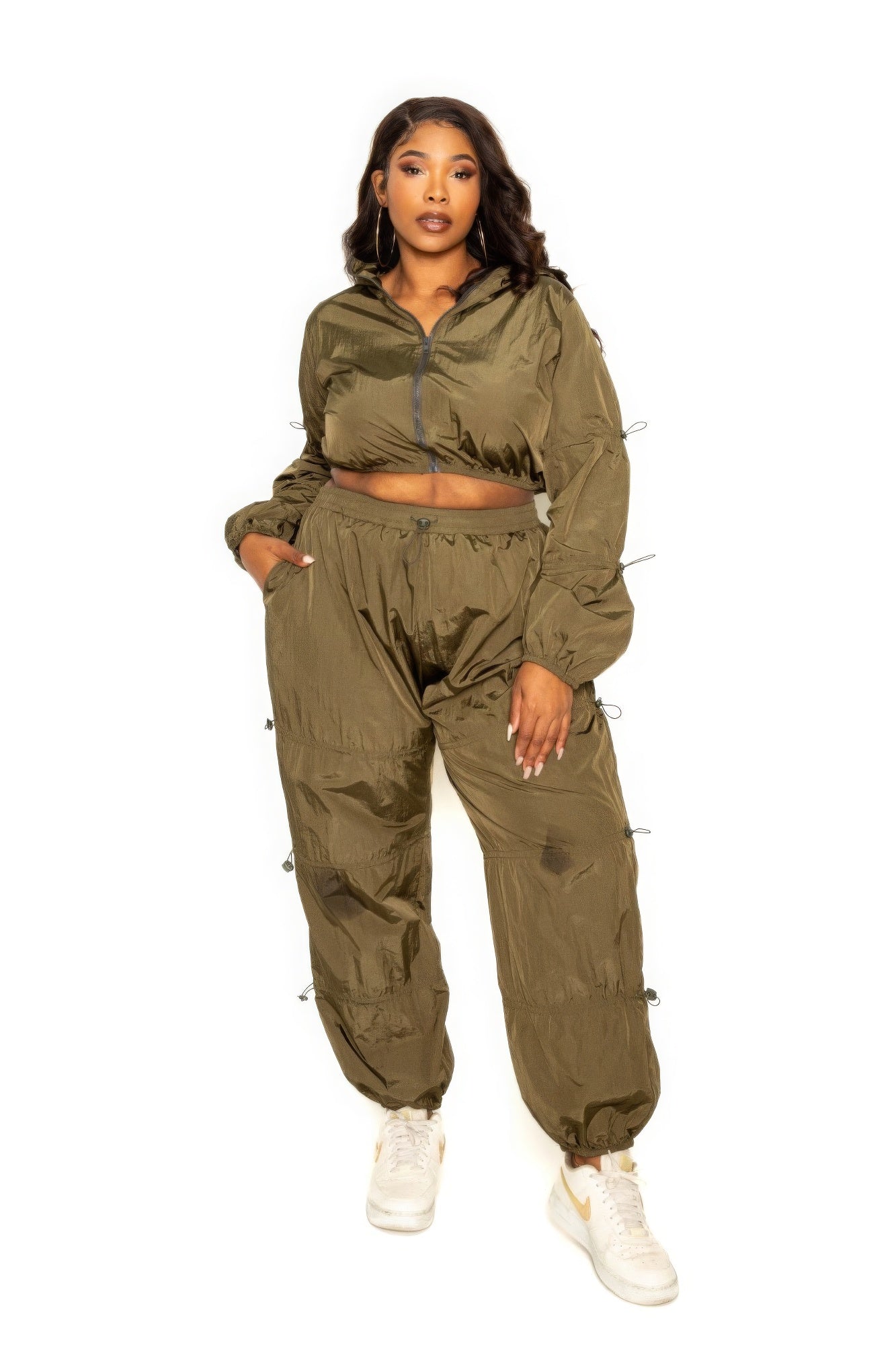 Plus Size Two-Piece Zip Up Active Wear