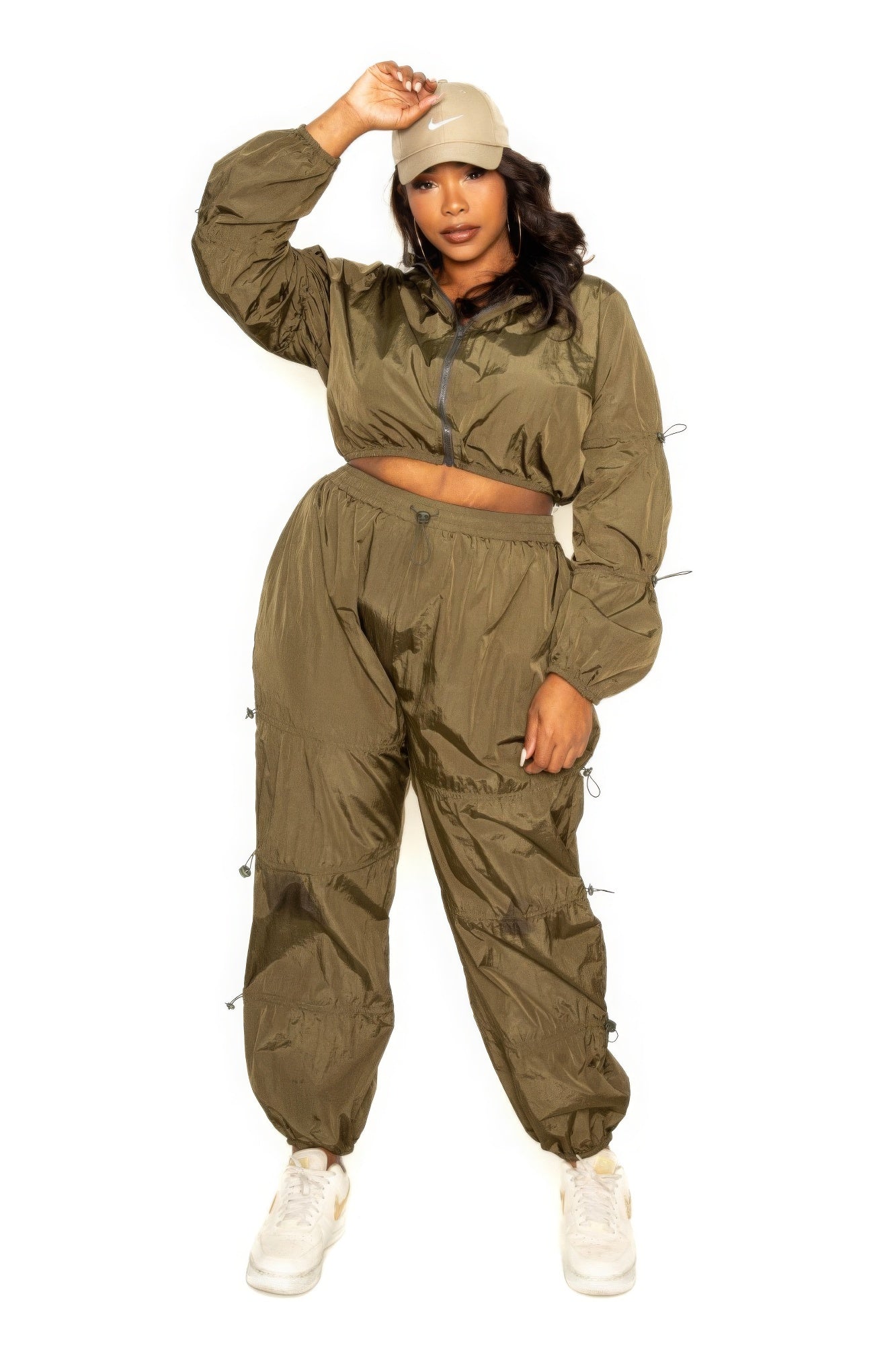 Plus Size Two-Piece Zip Up Active Wear