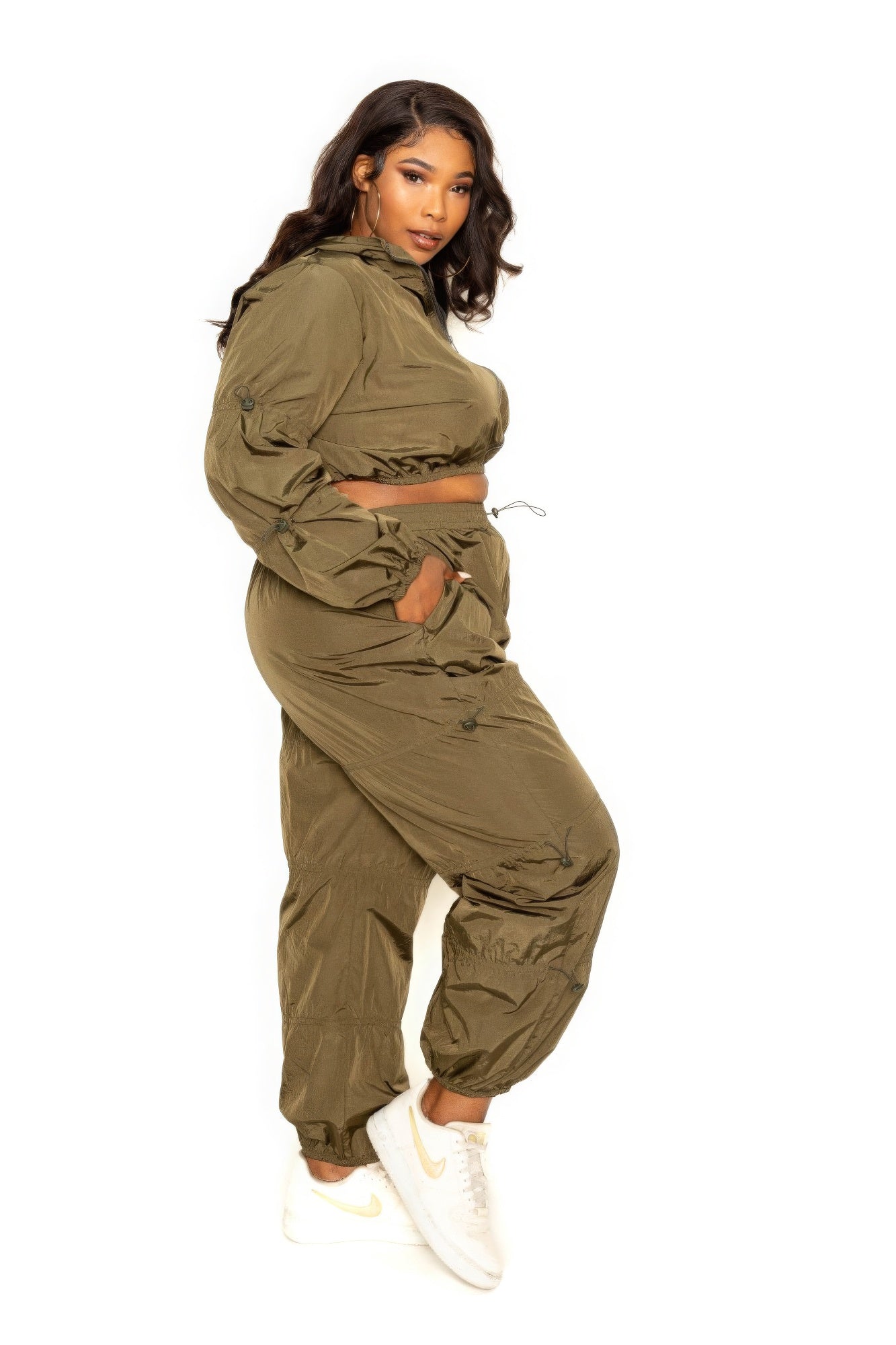 Plus Size Two-Piece Zip Up Active Wear