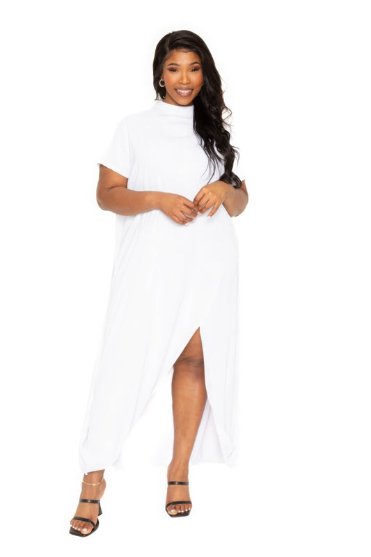 Plus Size White Back Cape Dress