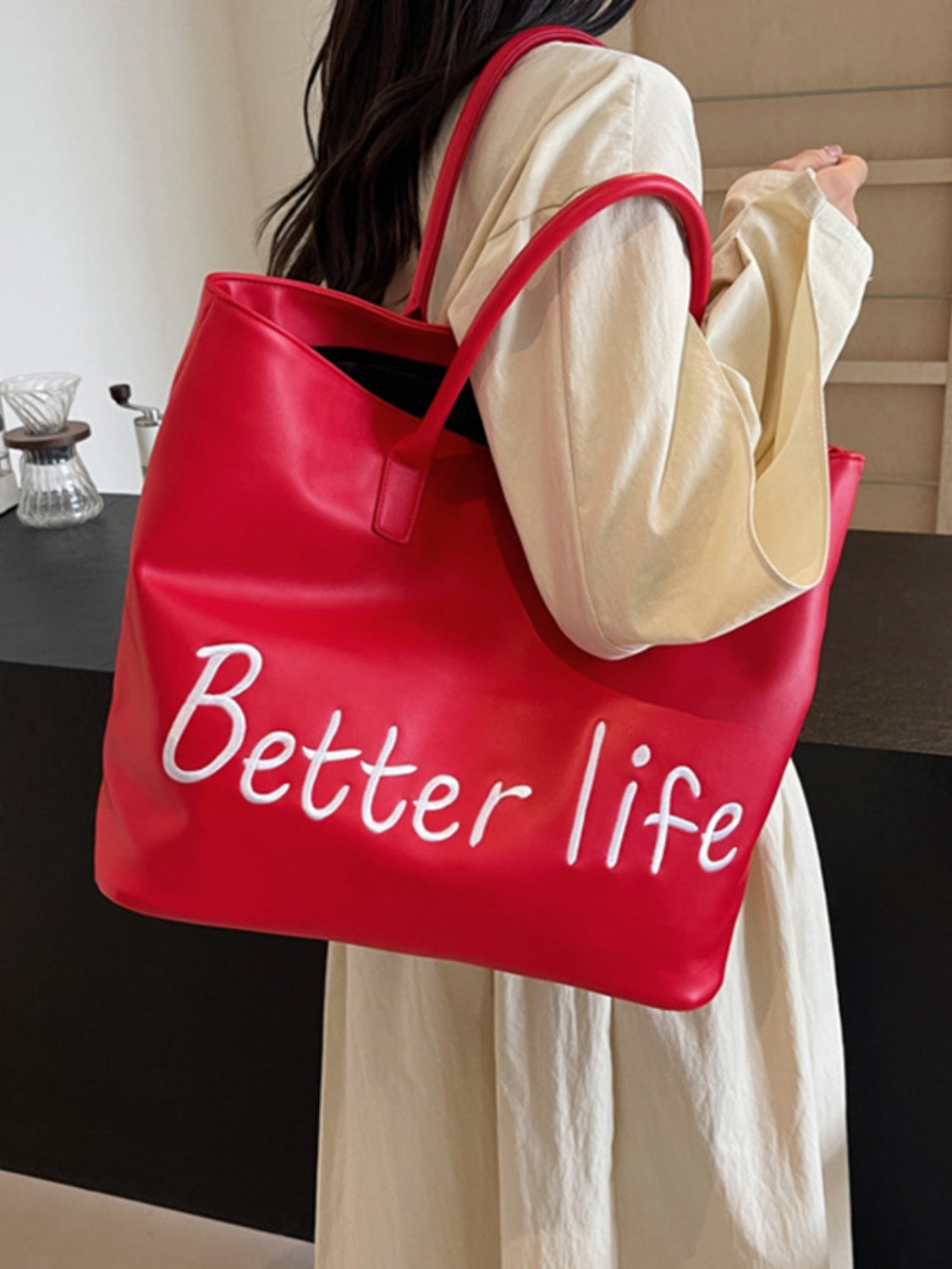BETTER LIFE Faux Leather Tote Bag